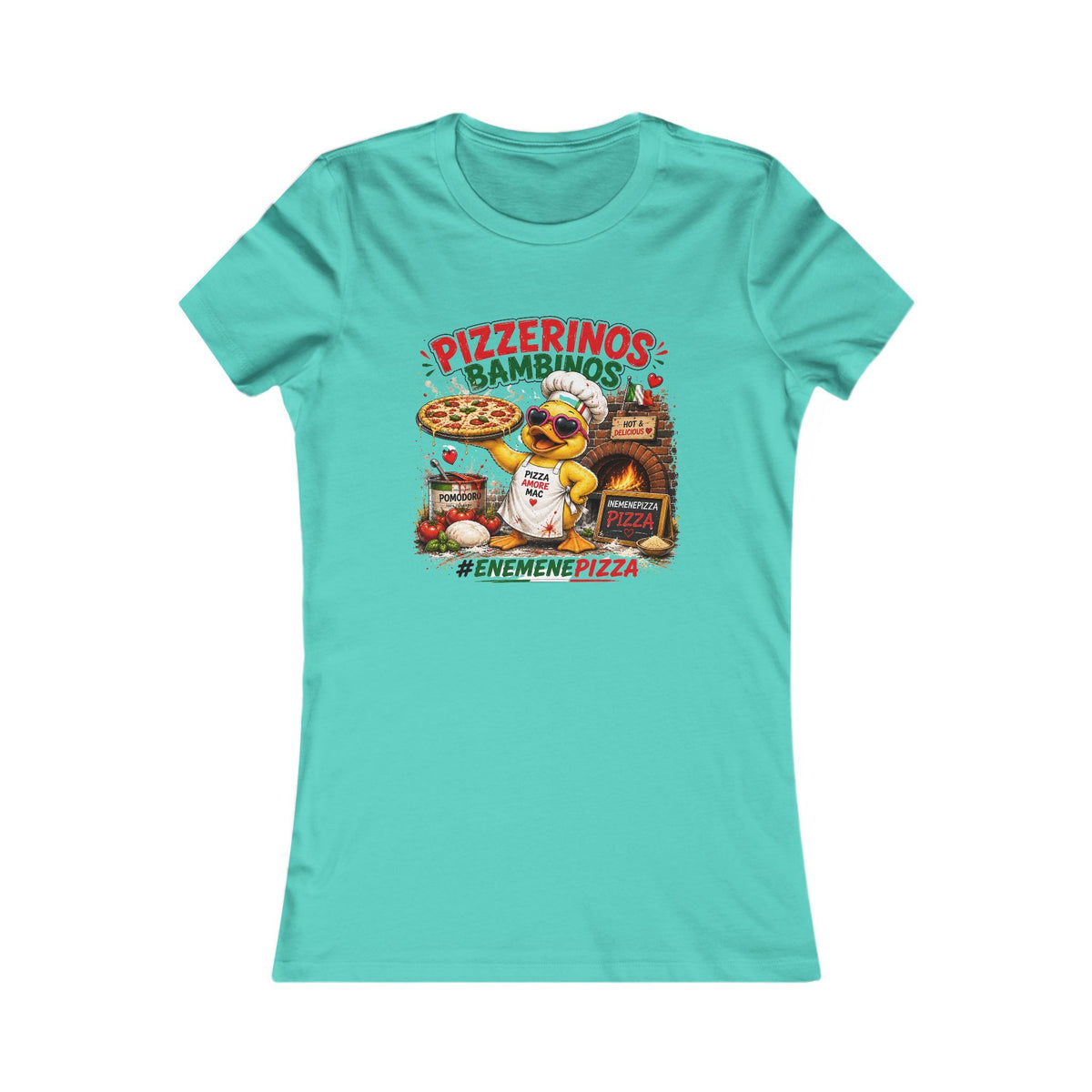 Pizzerinos Bambinos Damen T-Shirt | Original Ene Mene Pizza Enten-Shirt | Pizza Shirt | QuackWerk
