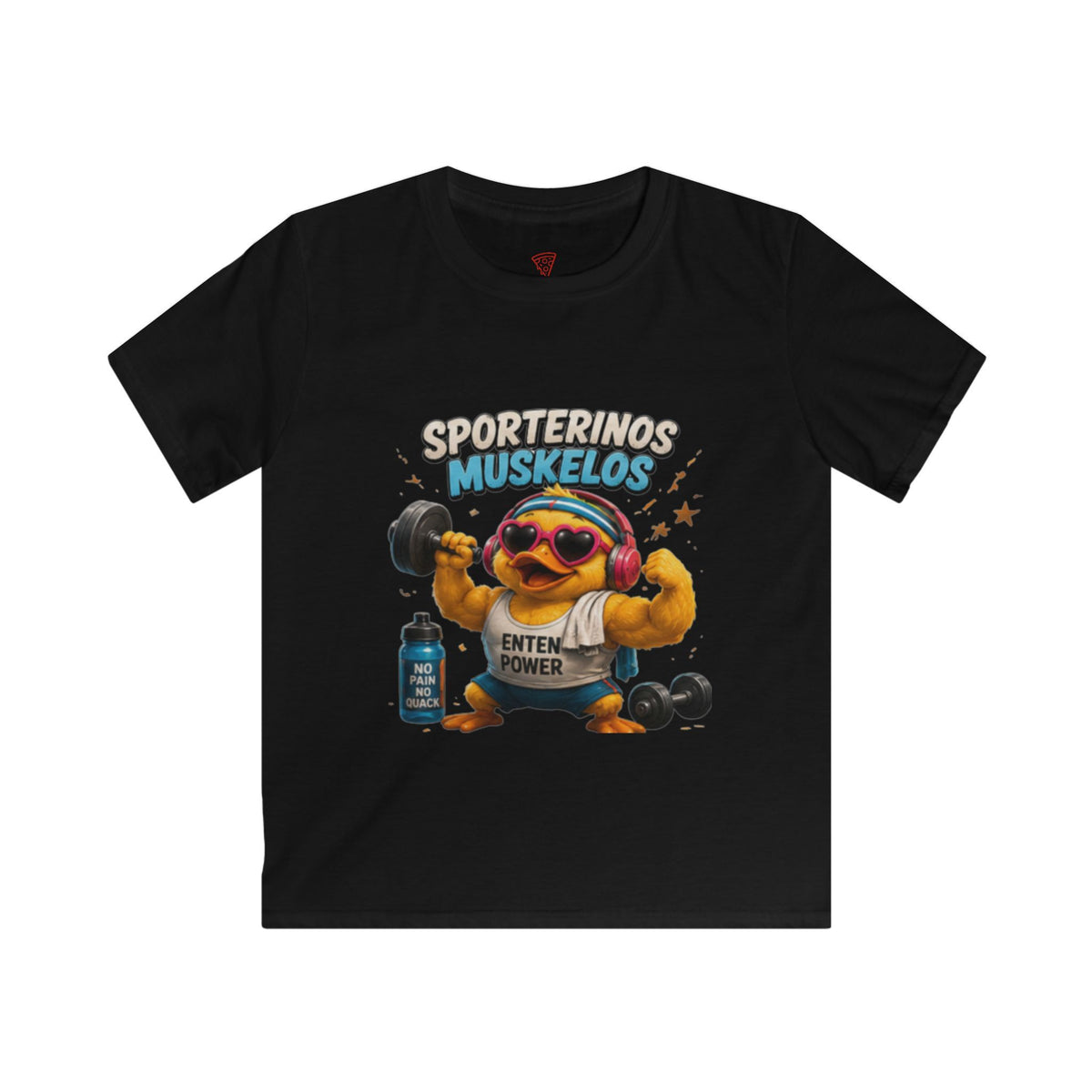Sportlerinos Muskelos Kinder T-Shirt | Lustige Fitness-Ente | Sport Shirt für Kinder | QuackWerk