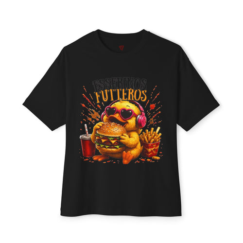 Fresserinos Futteros Oversized T-Shirt | Lustige Burger-Ente | Foodie & Fast-Food Shirt | QuackWerk