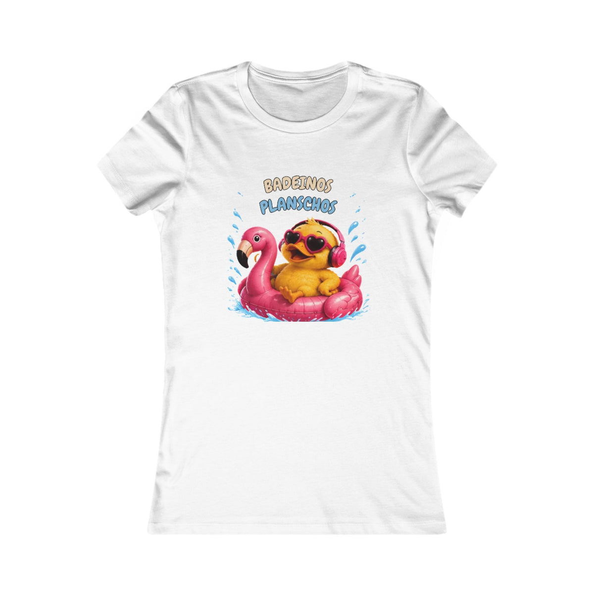 Badeinos Flamingos Damen T-Shirt | Lustige Ente im Flamingo-Schwimmring | Sommer Shirt | QuackWerk