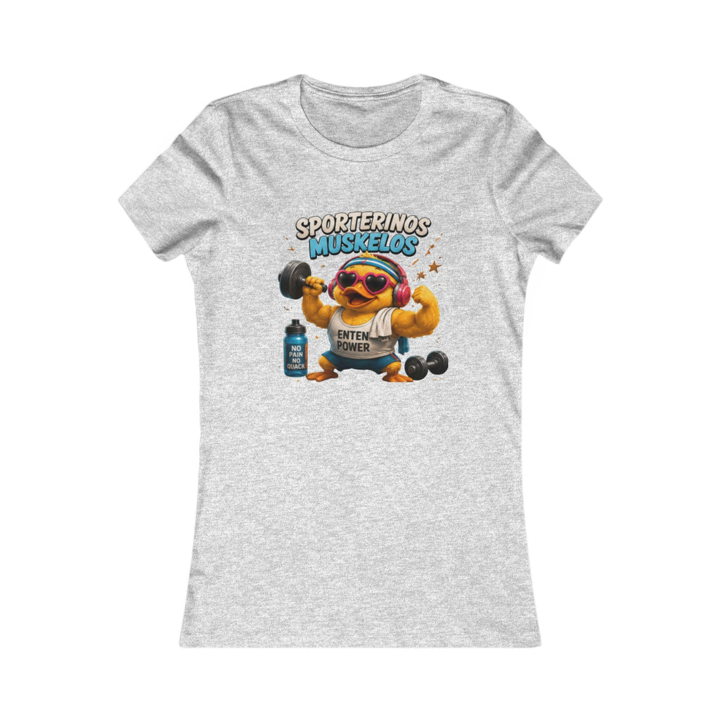 Sportlerinos Muskelos Damen T-Shirt | Lustige Fitness-Ente | Gym & Sport Shirt | QuackWerk