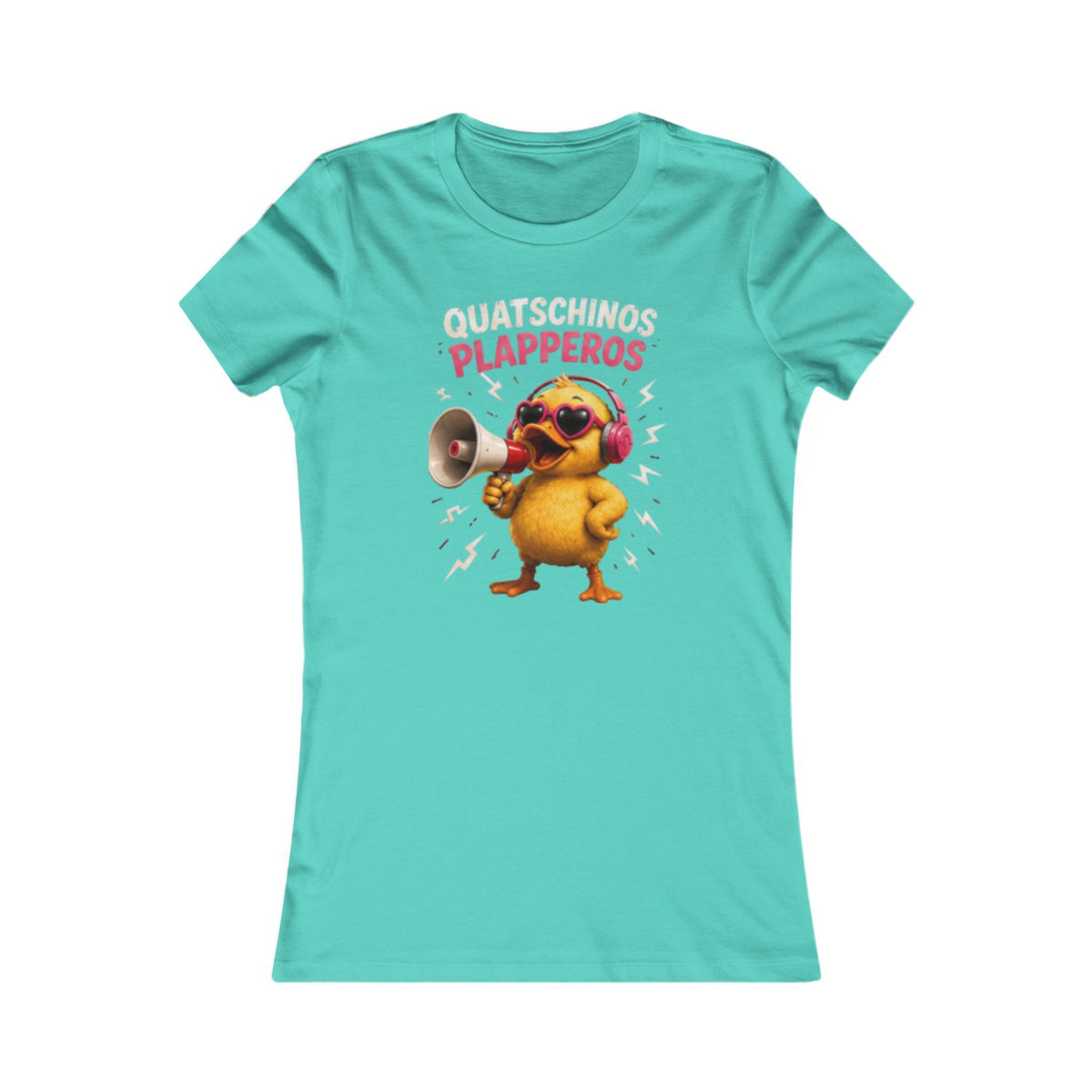 Quatschinos Plapperos Damen T-Shirt | Lustige Ente mit Megafon | Quasselstrippen Shirt | QuackWerk
