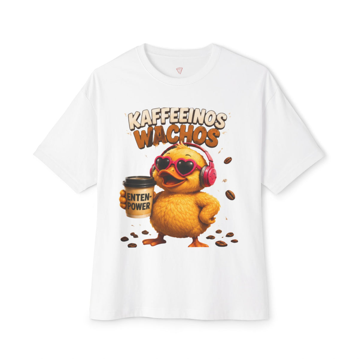 Kaffeerinos Wachos Oversized T-Shirt | Lustige Kaffee-Ente | Kaffee & Morgenmuffel Shirt | QuackWerk