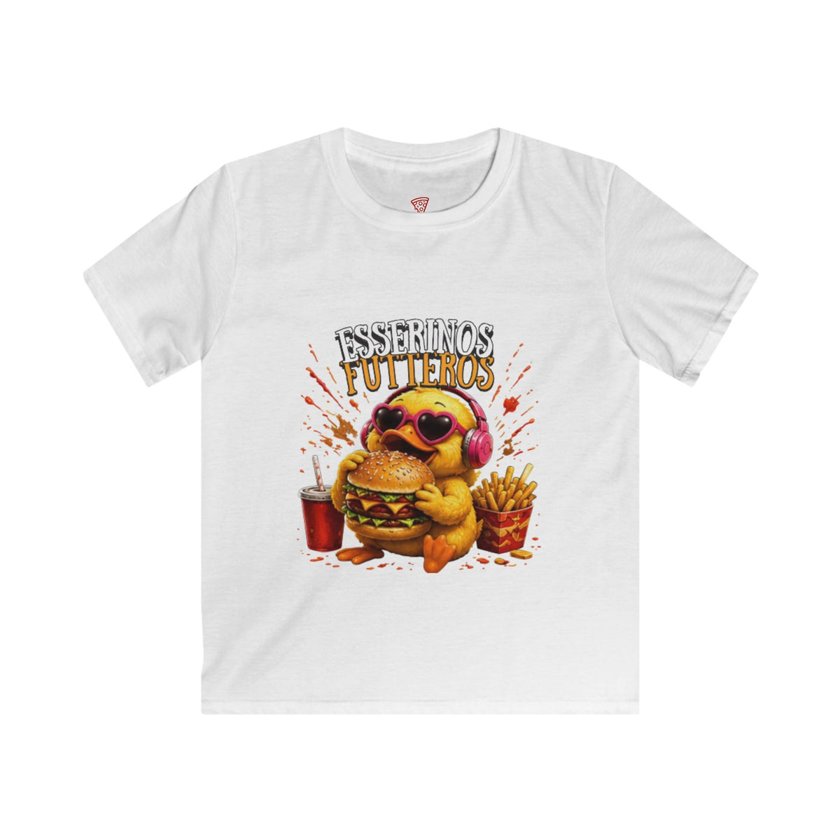 Fresserinos Futteros Kinder T-Shirt | Lustige Burger-Ente | Foodie Shirt für Kinder | QuackWerk