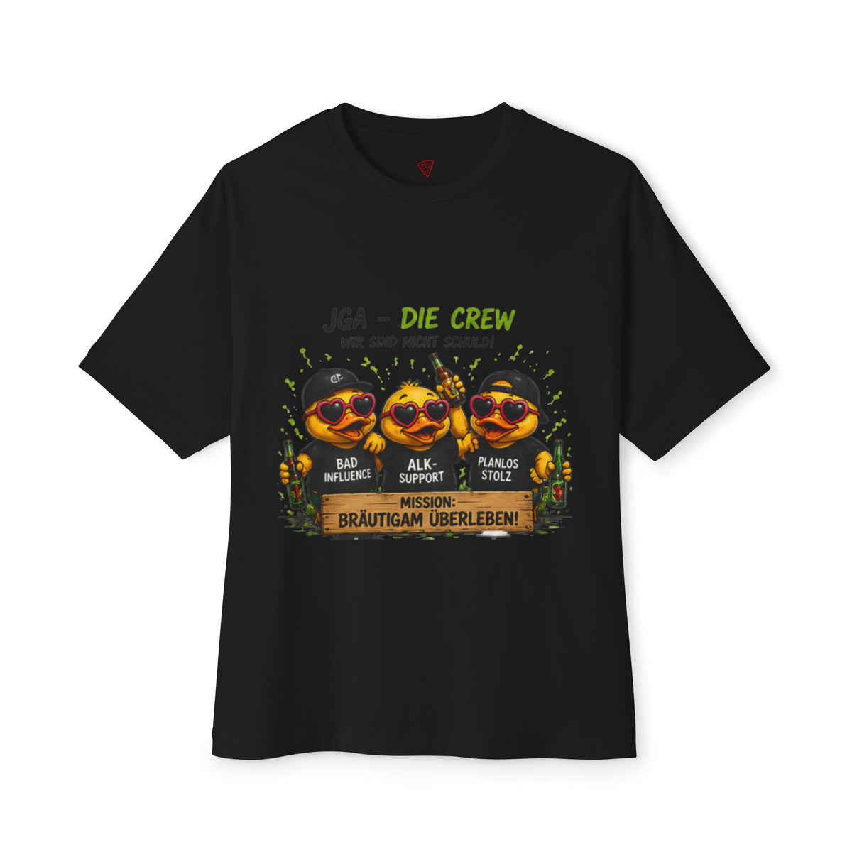 JGA Die Crew Oversized T-Shirt | Lustiges Junggesellenabschied Shirt | Gruppen-Shirt | QuackWerk