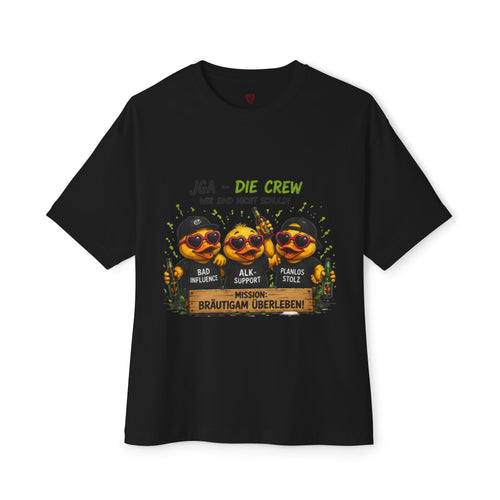 JGA Die Crew Oversized T-Shirt | Lustiges Junggesellenabschied Shirt | Gruppen-Shirt | QuackWerk