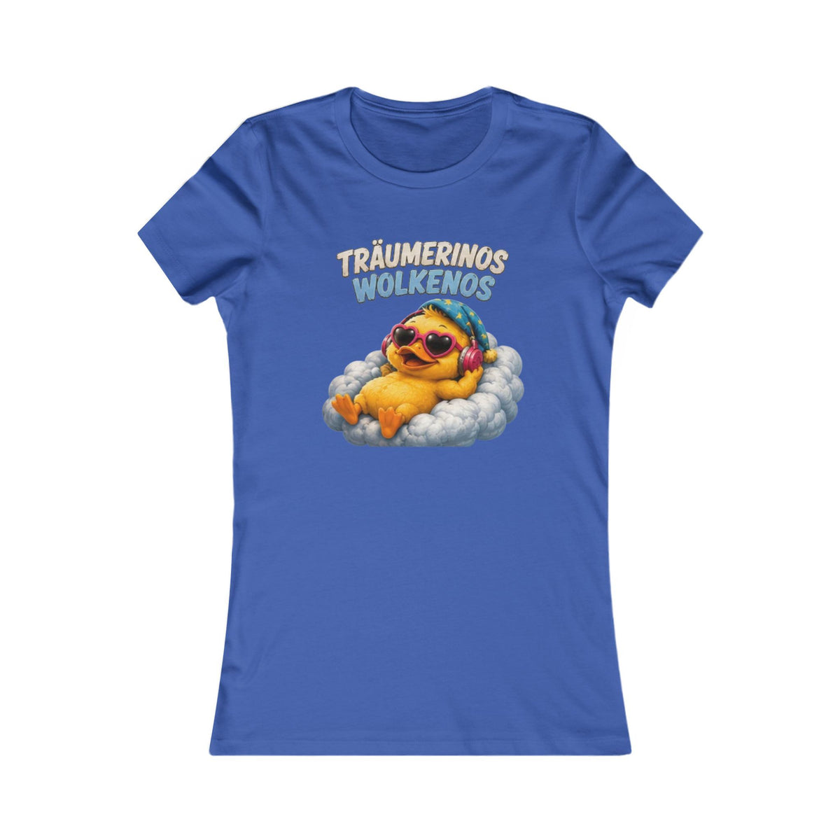 Träumerinos Wolkenos Damen T-Shirt | Lustige Ente auf Wolke | Chill & Relax Shirt | QuackWerk