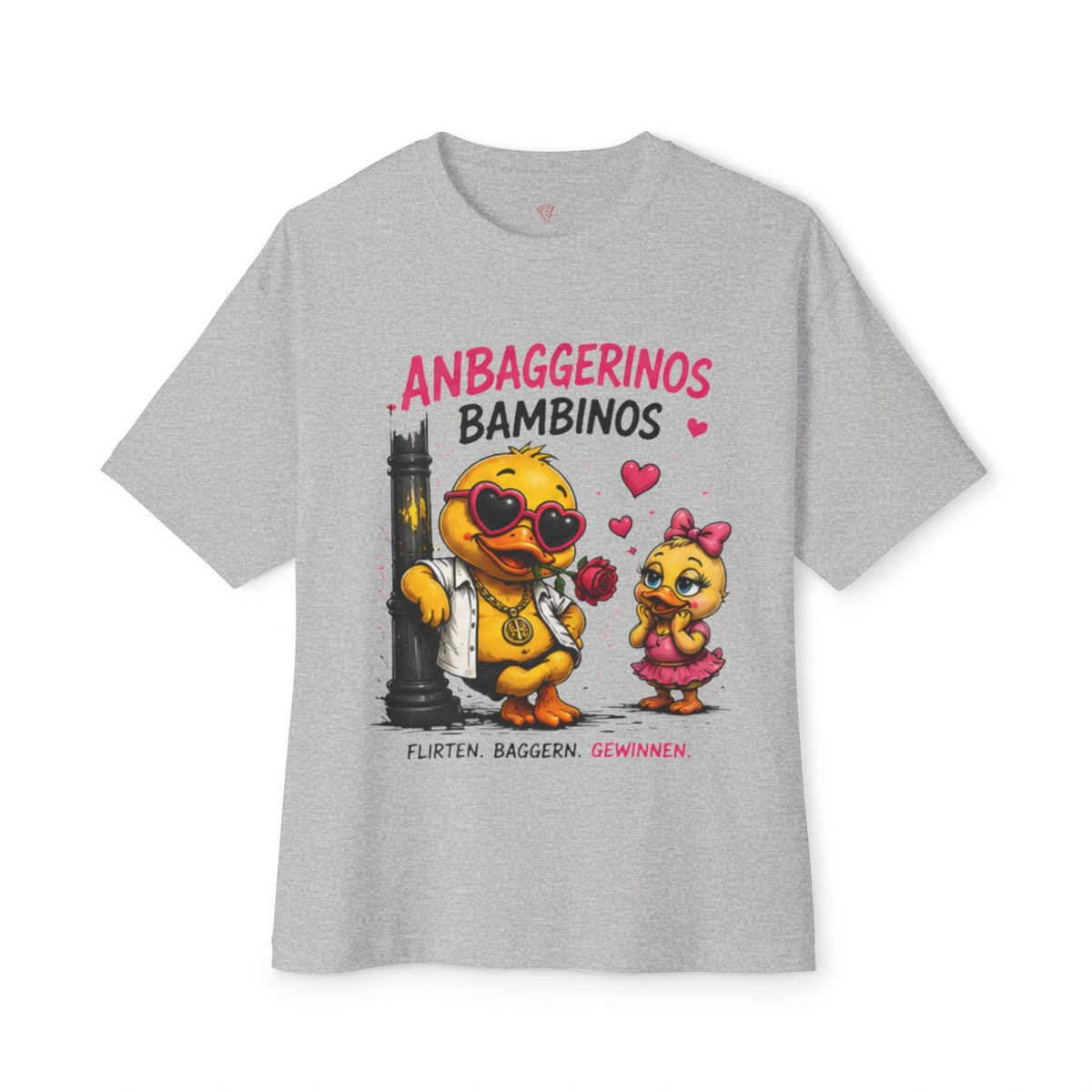 Anbaggerinos Bambinos Oversized T-Shirt | Lustige Flirt-Ente | Dating & Party Shirt | QuackWerk