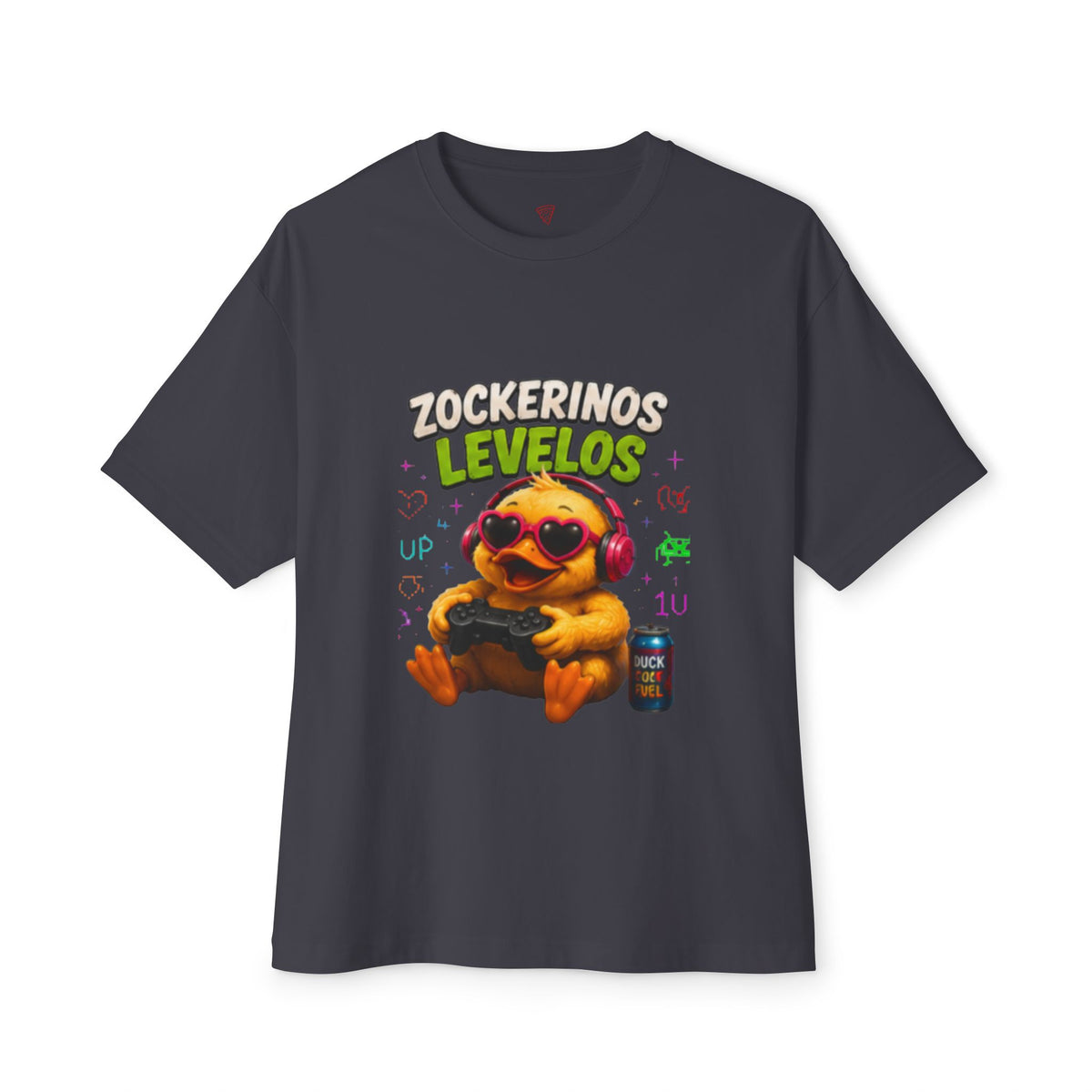 Zockerinos Levelos Oversized T-Shirt | Lustige Gamer-Ente | Gaming & Zocker Shirt | QuackWerk
