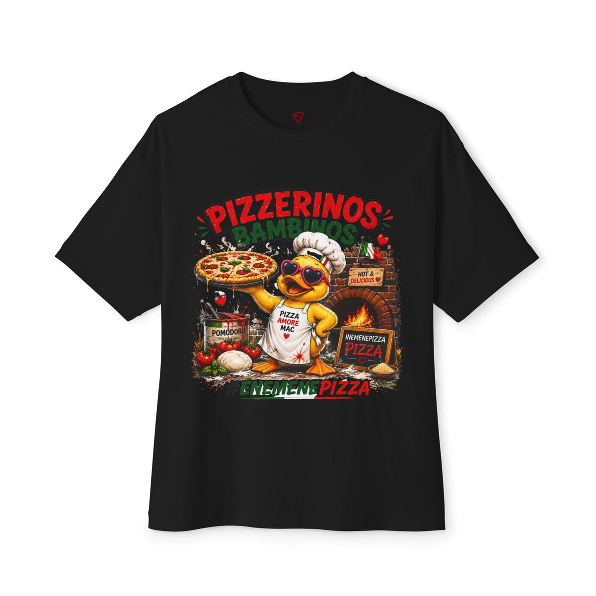 Pizzerinos Bambinos Oversized T-Shirt | Original Ene Mene Pizza Enten-Shirt | Pizza Shirt | QuackWerk