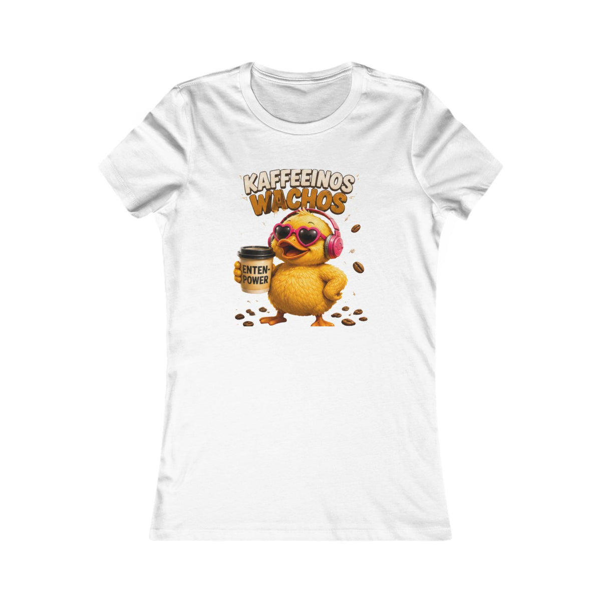 Kaffeerinos Wachos Damen T-Shirt | Lustige Kaffee-Ente | Kaffee Shirt für Frauen | QuackWerk