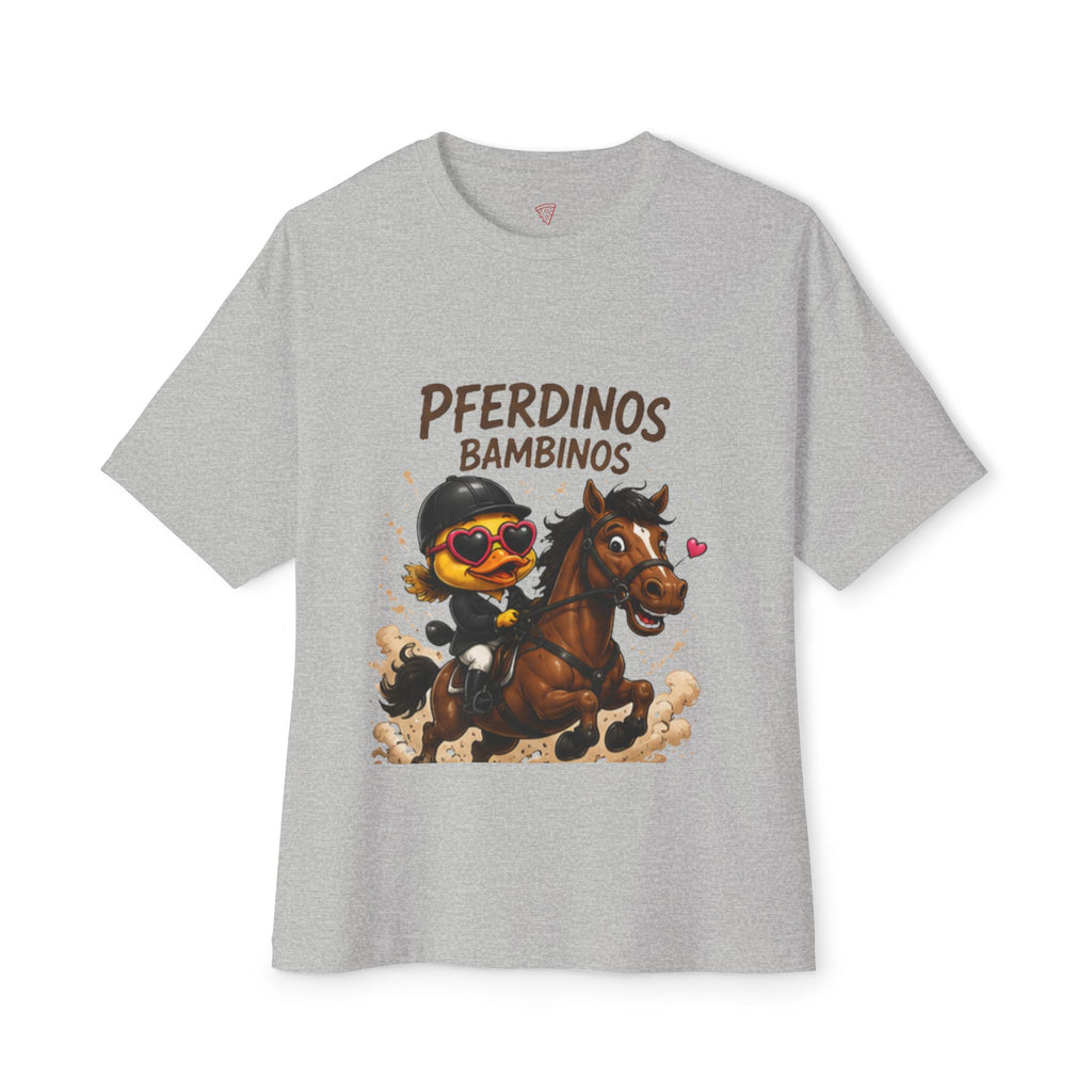 Pferdinos Bambinos Oversized T-Shirt | Lustige Reiter-Ente | Pferde & Reit Shirt | QuackWerk