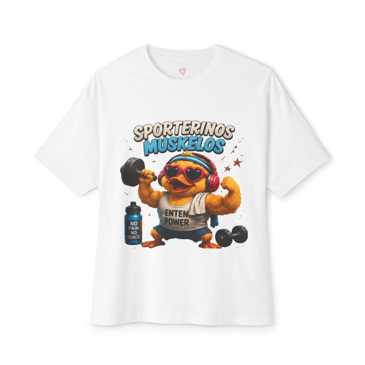 Sportlerinos Muskelos Oversized T-Shirt | Lustige Fitness-Ente | Gym & Sport Shirt | QuackWerk