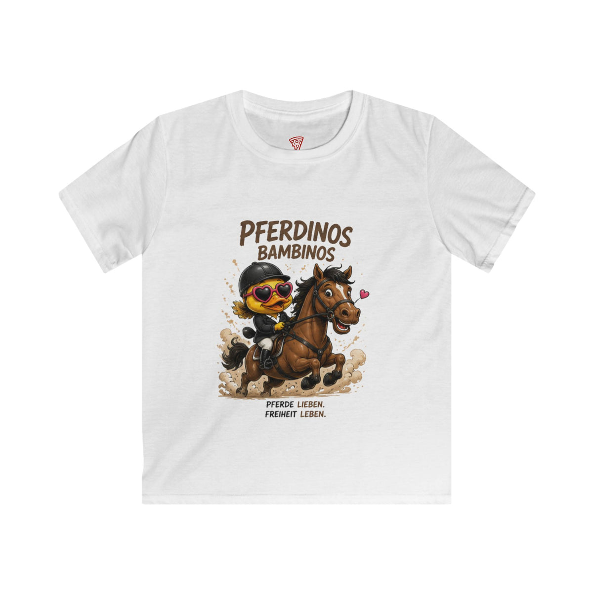 Pferdinos Bambinos Kinder T-Shirt | Lustige Reiter-Ente | Pferde Shirt für Kinder | QuackWerk