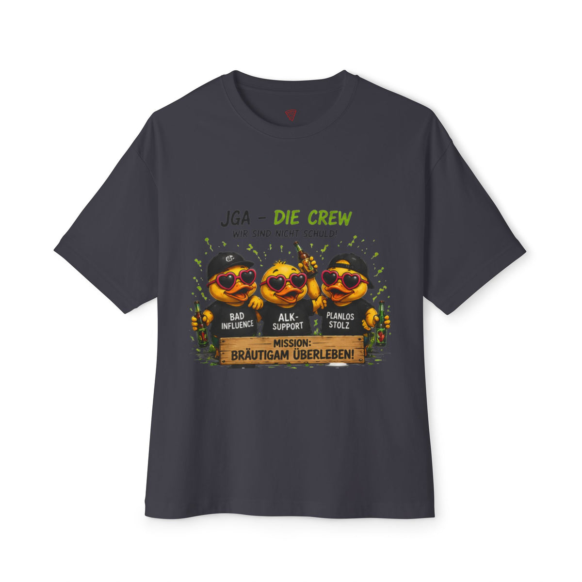 JGA Die Crew Oversized T-Shirt | Lustiges Junggesellenabschied Shirt | Gruppen-Shirt | QuackWerk