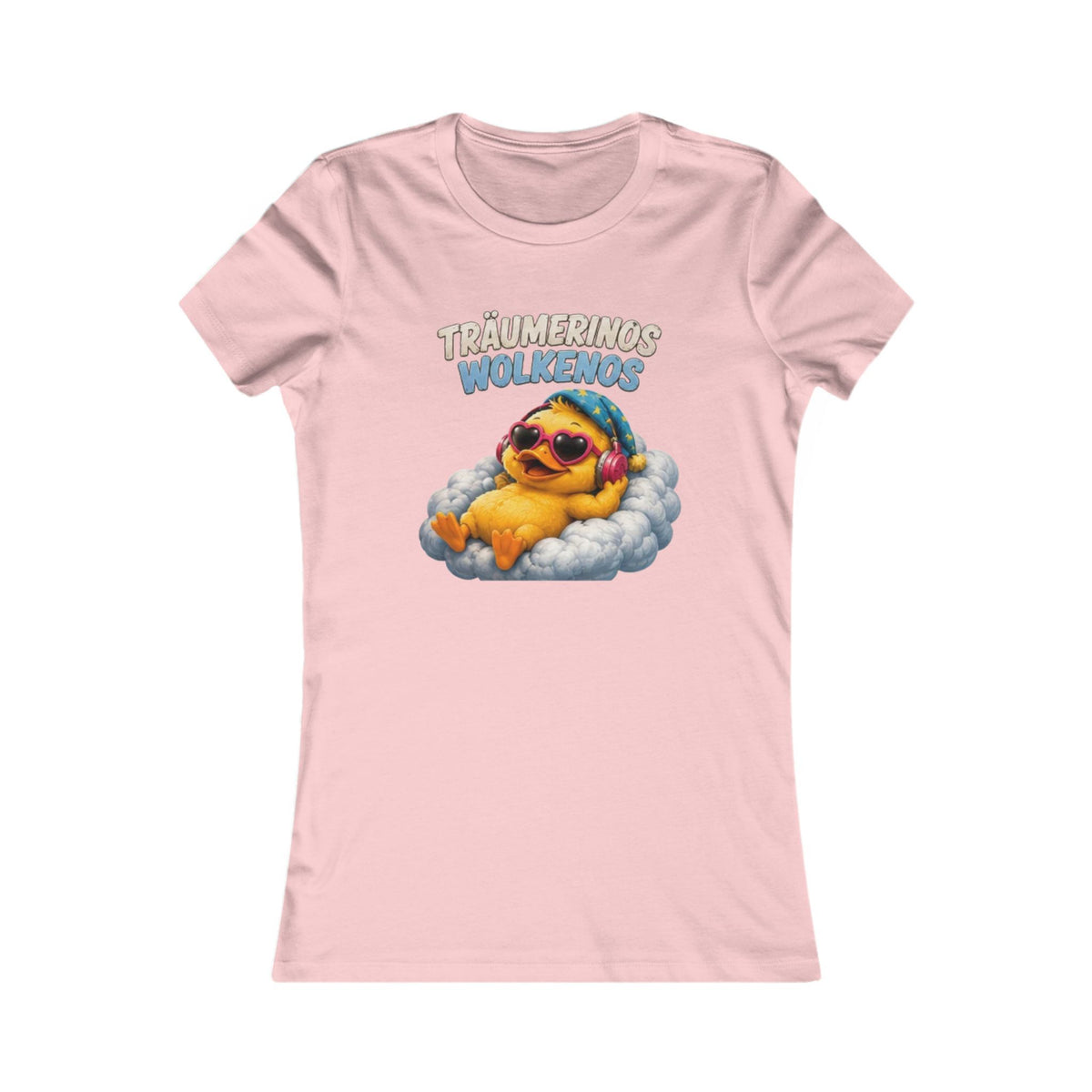 Träumerinos Wolkenos Damen T-Shirt | Lustige Ente auf Wolke | Chill & Relax Shirt | QuackWerk