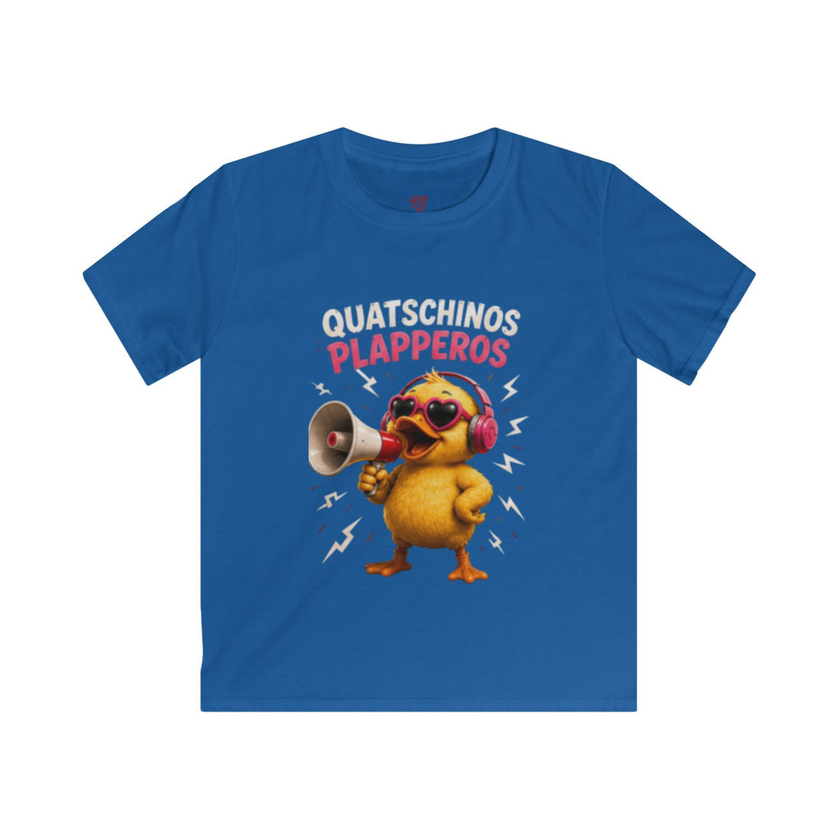 Quatschinos Plapperos Kinder T-Shirt | Lustige Ente mit Megafon | Witziges Kinder Shirt | QuackWerk