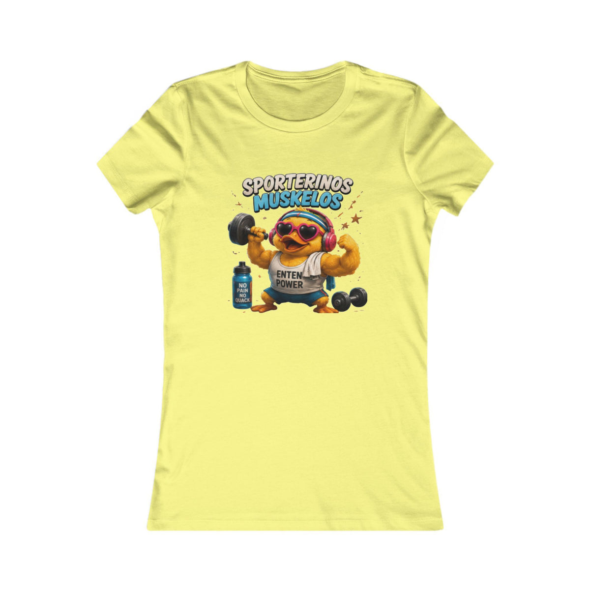 Sportlerinos Muskelos Damen T-Shirt | Lustige Fitness-Ente | Gym & Sport Shirt | QuackWerk