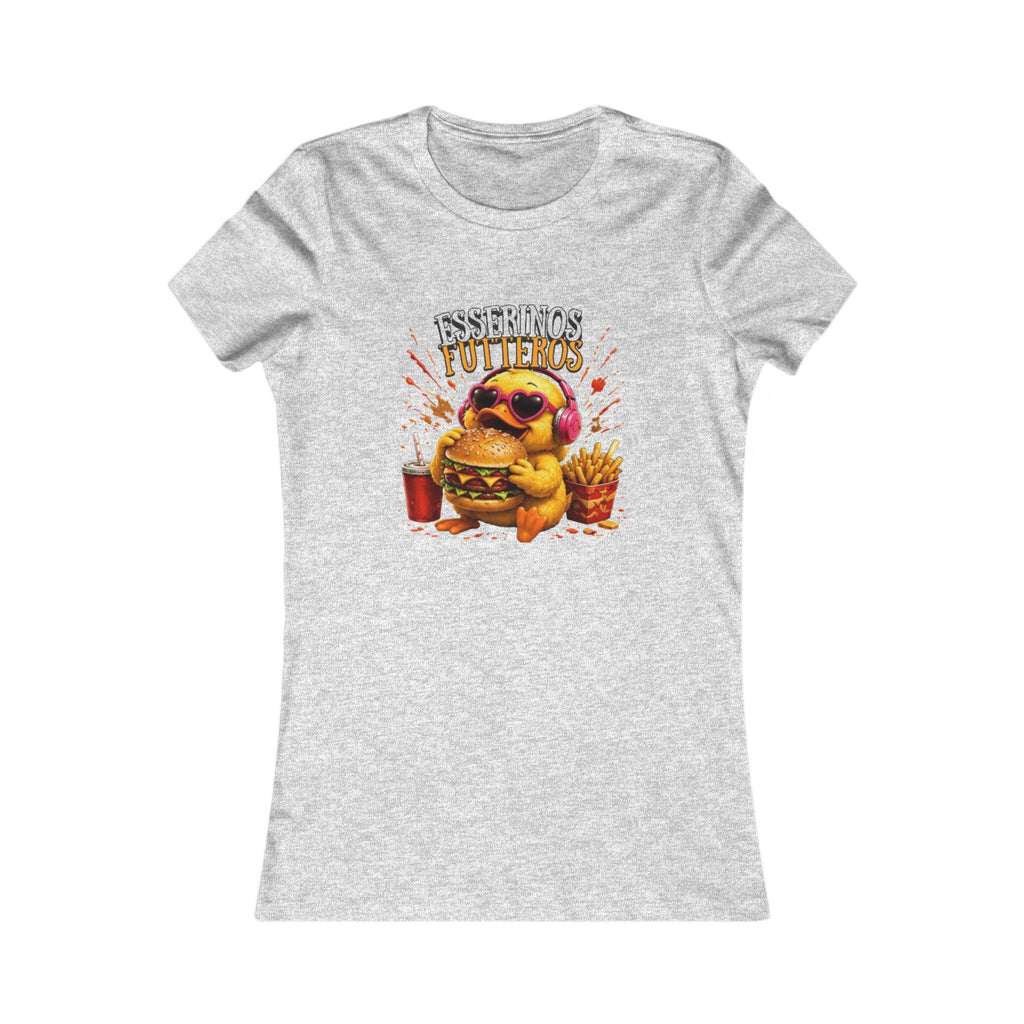 Fresserinos Futteros Damen T-Shirt | Lustige Ente mit Burger & Pommes | Foodie Shirt | QuackWerk