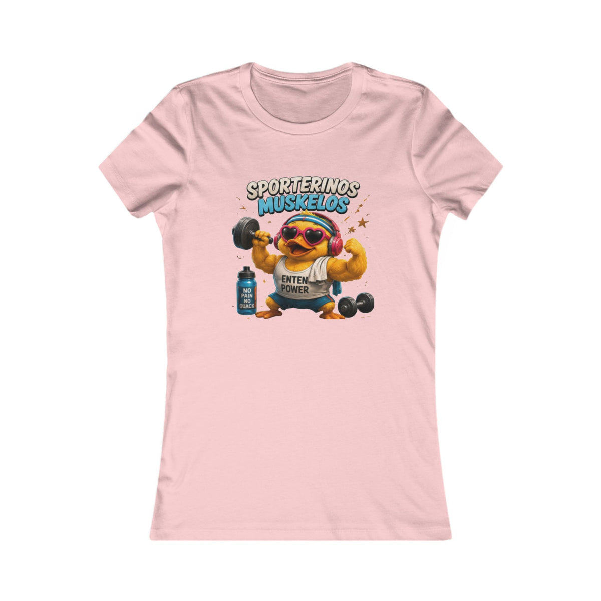 Sportlerinos Muskelos Damen T-Shirt | Lustige Fitness-Ente | Gym & Sport Shirt | QuackWerk