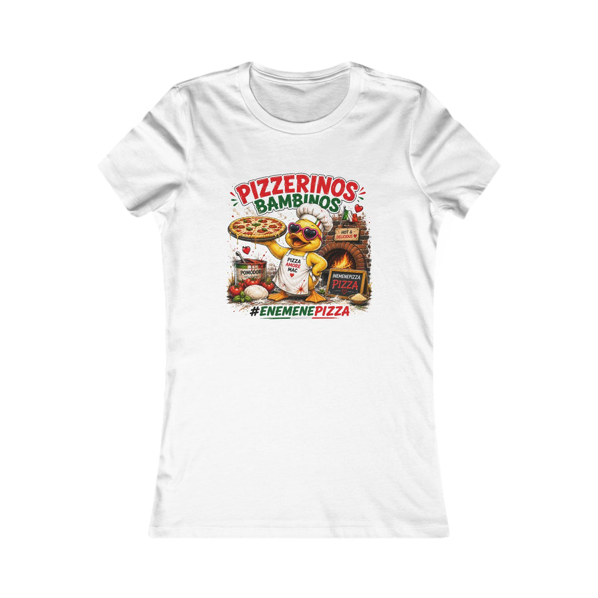 Pizzerinos Bambinos Damen T-Shirt | Original Ene Mene Pizza Enten-Shirt | Pizza Shirt | QuackWerk