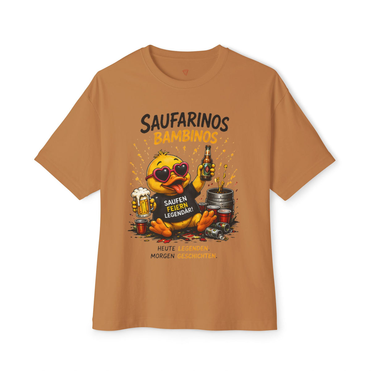Saufarinos Bambinos Oversized T-Shirt | Lustige Party-Ente | Festival & Feier Shirt | QuackWerk