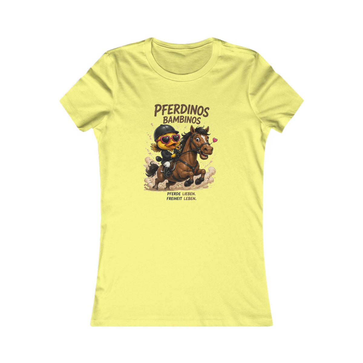 Pferdinos Bambinos Damen T-Shirt | Lustige Reiter-Ente | Pferde Shirt | QuackWerk