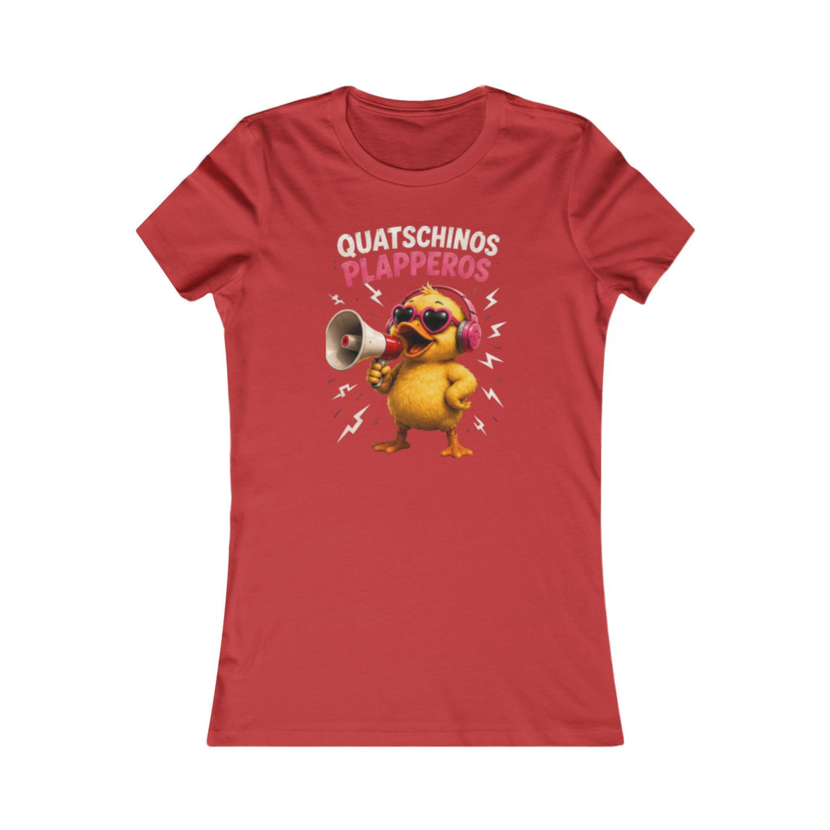 Quatschinos Plapperos Damen T-Shirt | Lustige Ente mit Megafon | Quasselstrippen Shirt | QuackWerk