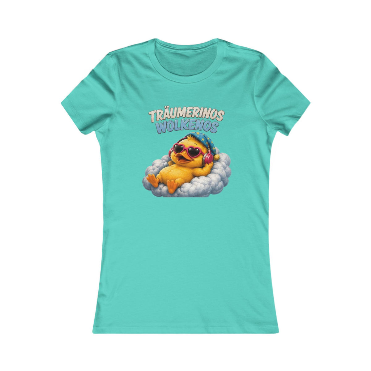 Träumerinos Wolkenos Damen T-Shirt | Lustige Ente auf Wolke | Chill & Relax Shirt | QuackWerk