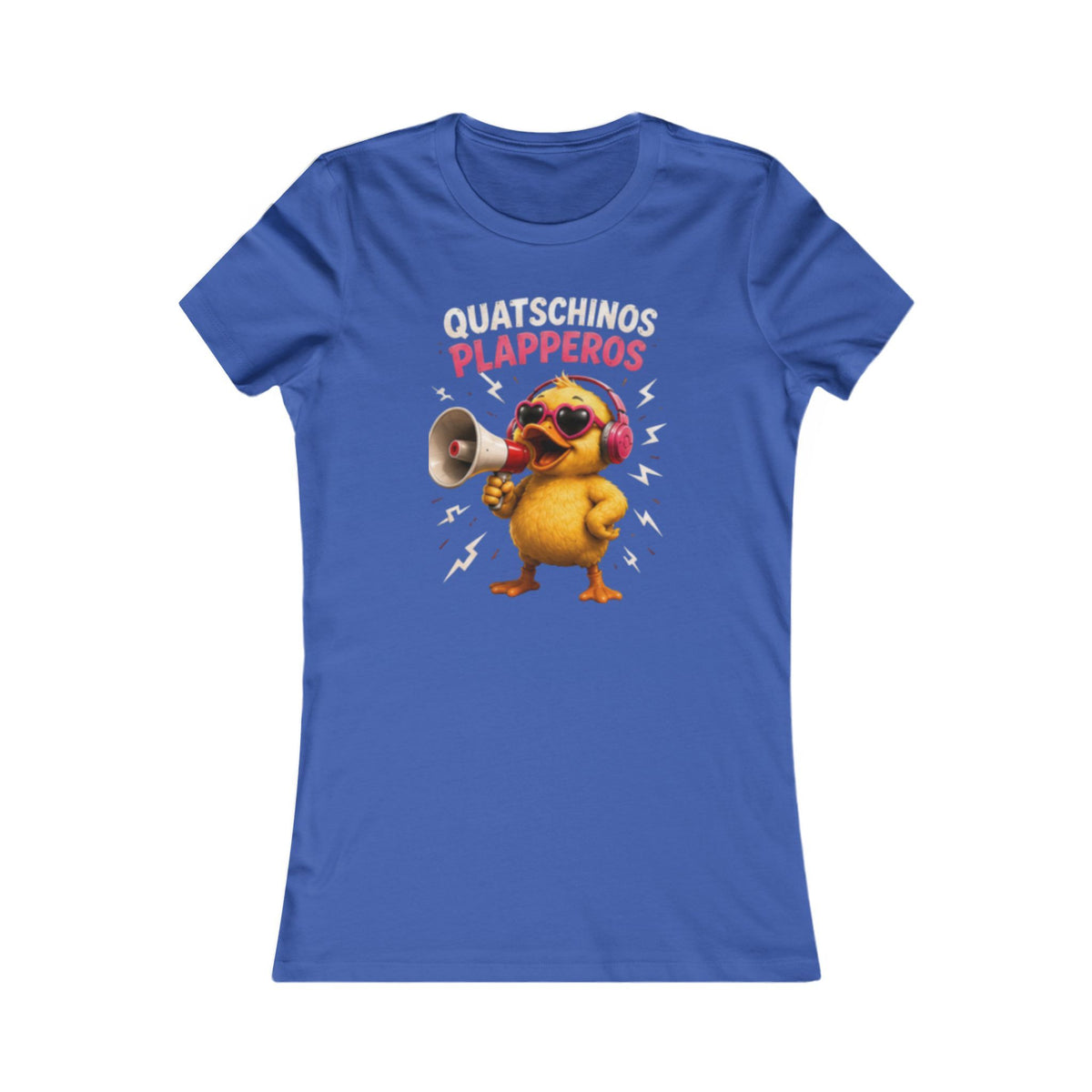 Quatschinos Plapperos Damen T-Shirt | Lustige Ente mit Megafon | Quasselstrippen Shirt | QuackWerk