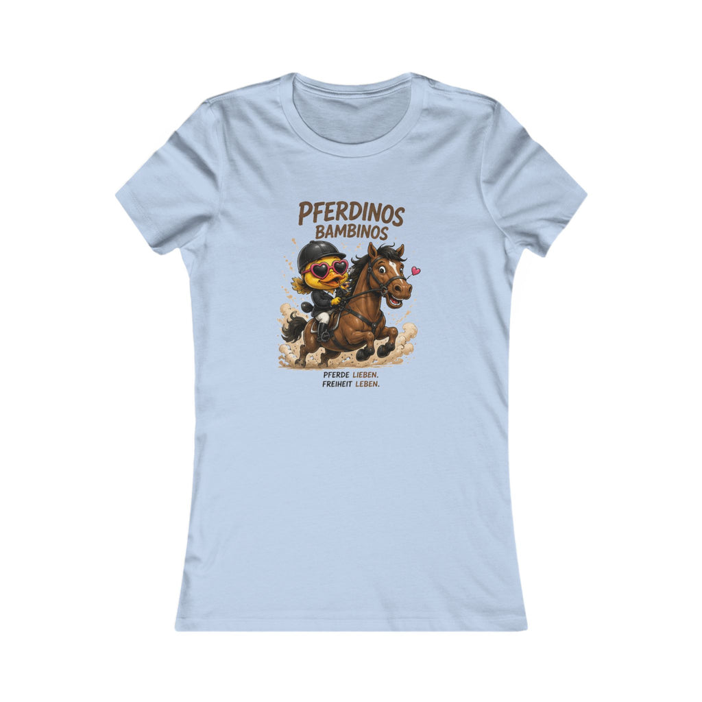 Pferdinos Bambinos Damen T-Shirt | Lustige Reiter-Ente | Pferde Shirt | QuackWerk