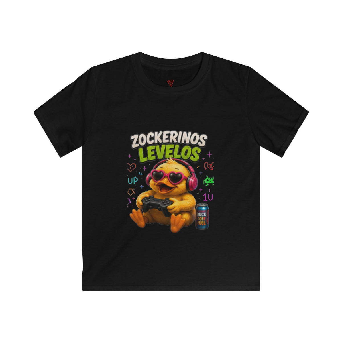 Zockerinos Levelos Kinder T-Shirt | Lustige Gamer-Ente | Gaming Shirt für Kinder | QuackWerk
