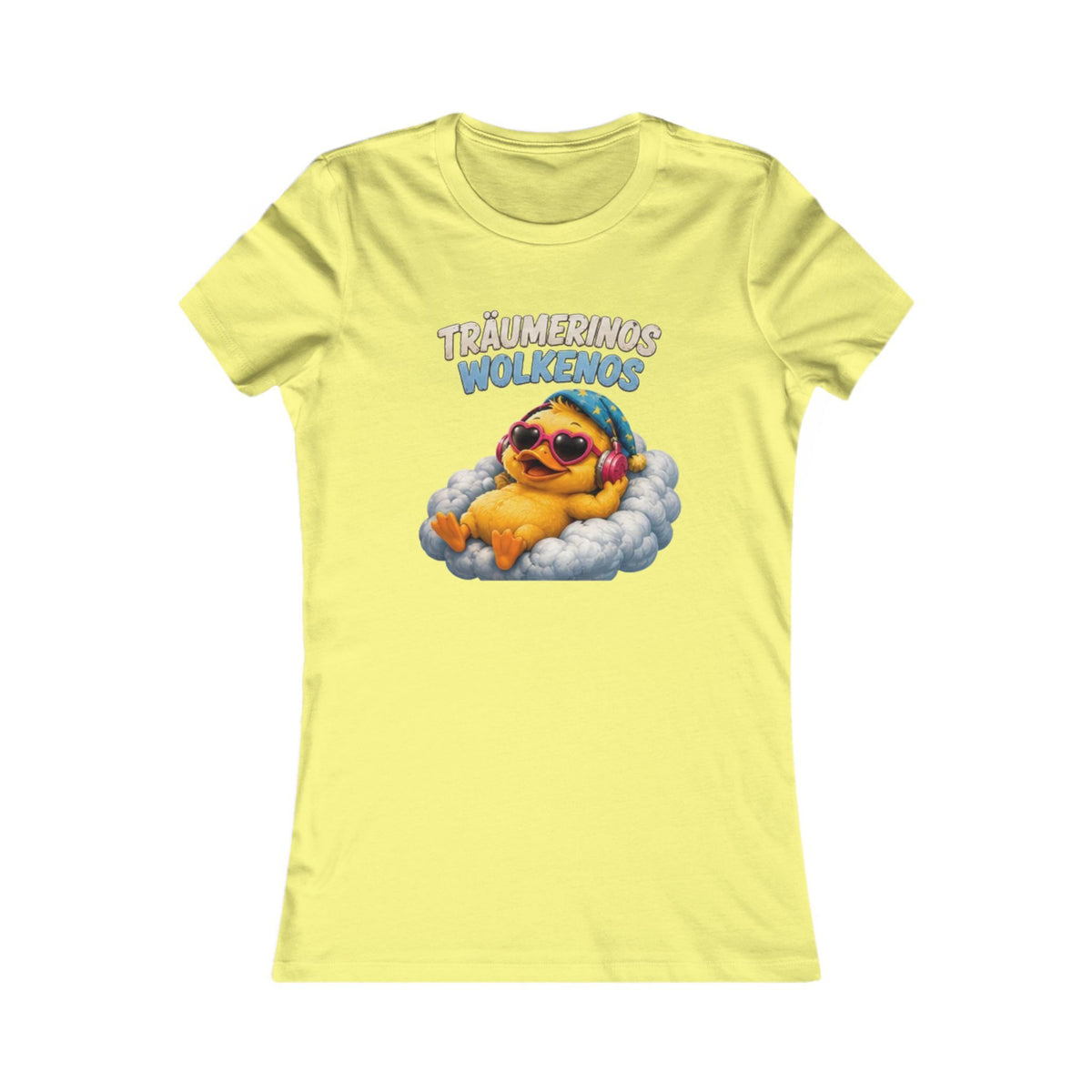 Träumerinos Wolkenos Damen T-Shirt | Lustige Ente auf Wolke | Chill & Relax Shirt | QuackWerk