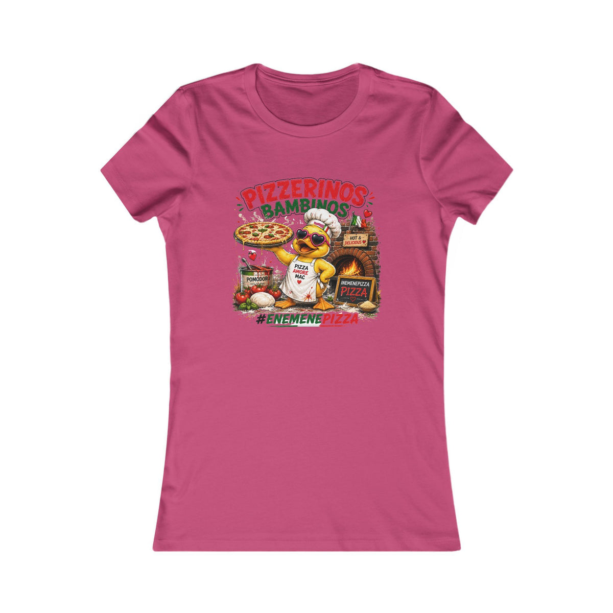 Pizzerinos Bambinos Damen T-Shirt | Original Ene Mene Pizza Enten-Shirt | Pizza Shirt | QuackWerk