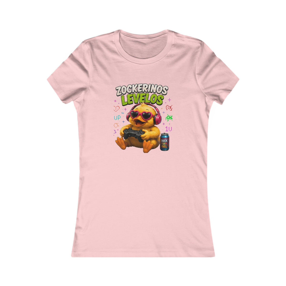 Zockerinos Levelos Damen T-Shirt | Lustige Gamer-Ente | Gaming Shirt | QuackWerk