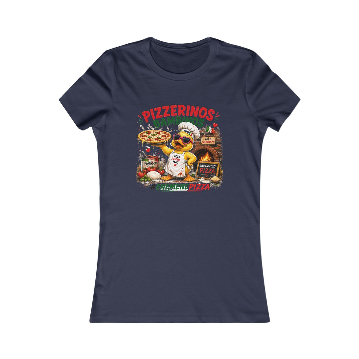 Pizzerinos Bambinos Damen T-Shirt | Original Ene Mene Pizza Enten-Shirt | Pizza Shirt | QuackWerk