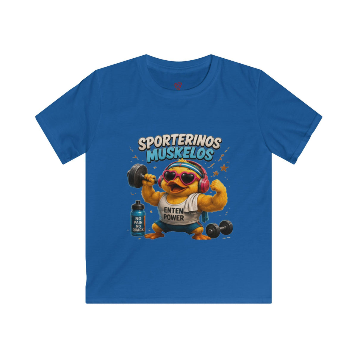 Sportlerinos Muskelos Kinder T-Shirt | Lustige Fitness-Ente | Sport Shirt für Kinder | QuackWerk