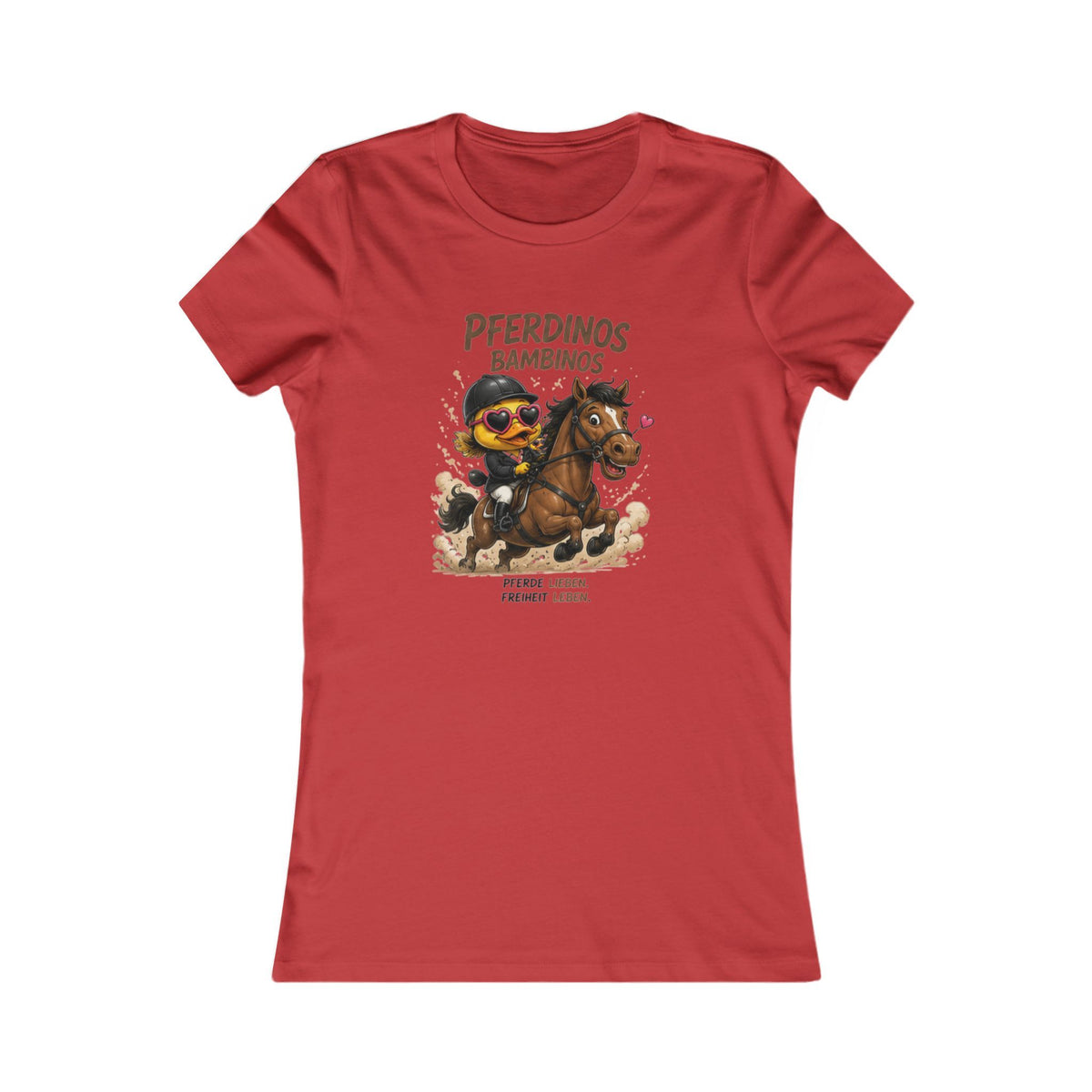 Pferdinos Bambinos Damen T-Shirt | Lustige Reiter-Ente | Pferde Shirt | QuackWerk