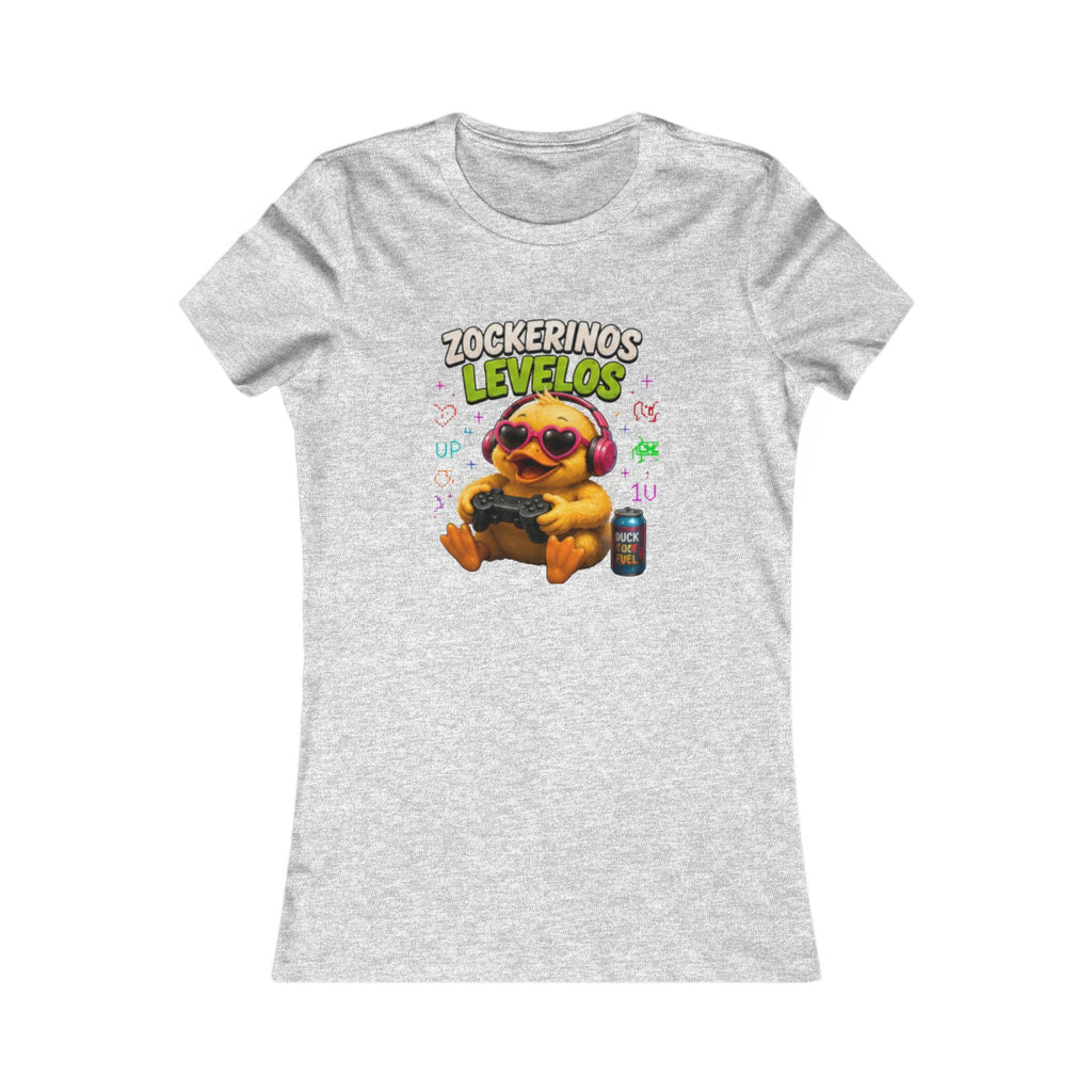 Zockerinos Levelos Damen T-Shirt | Lustige Gamer-Ente | Gaming Shirt | QuackWerk