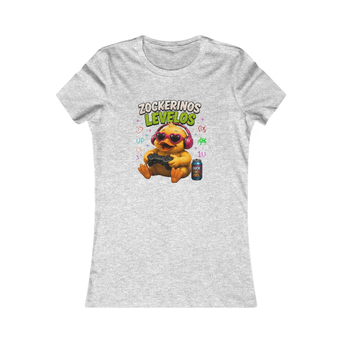 Zockerinos Levelos Damen T-Shirt | Lustige Gamer-Ente | Gaming Shirt | QuackWerk