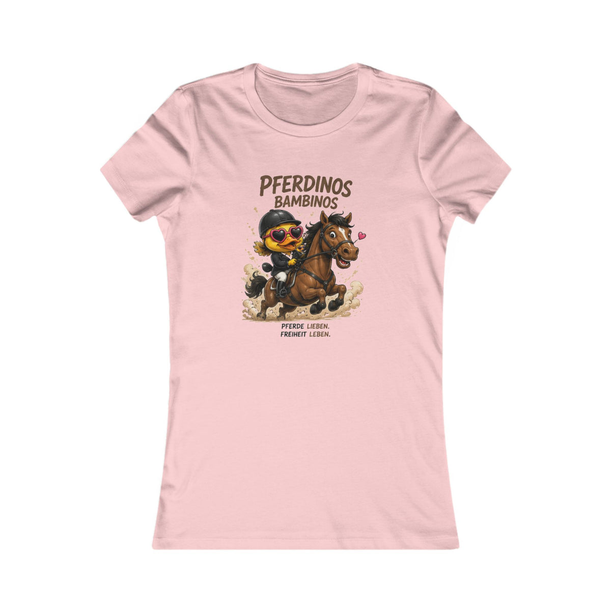 Pferdinos Bambinos Damen T-Shirt | Lustige Reiter-Ente | Pferde Shirt | QuackWerk