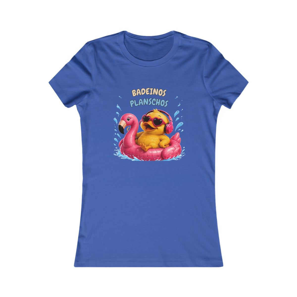 Badeinos Flamingos Damen T-Shirt | Lustige Ente im Flamingo-Schwimmring | Sommer Shirt | QuackWerk