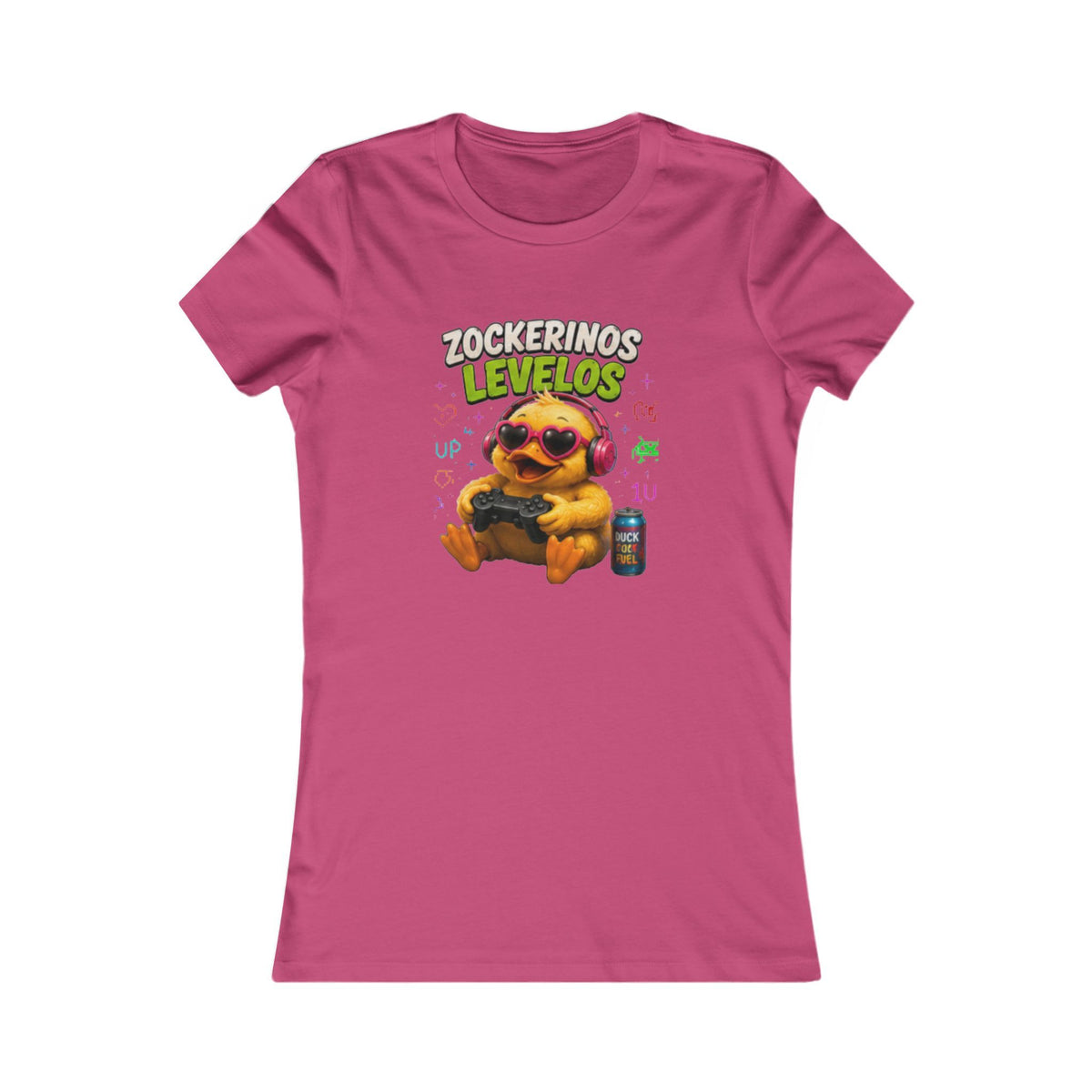 Zockerinos Levelos Damen T-Shirt | Lustige Gamer-Ente | Gaming Shirt | QuackWerk