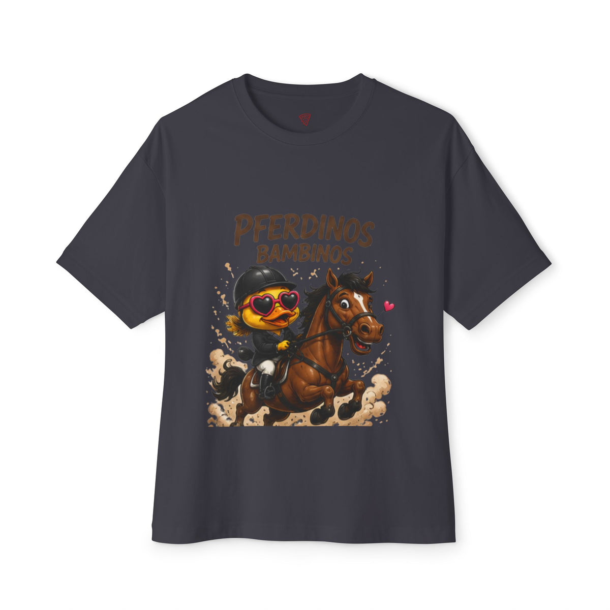 Pferdinos Bambinos Oversized T-Shirt | Lustige Reiter-Ente | Pferde & Reit Shirt | QuackWerk