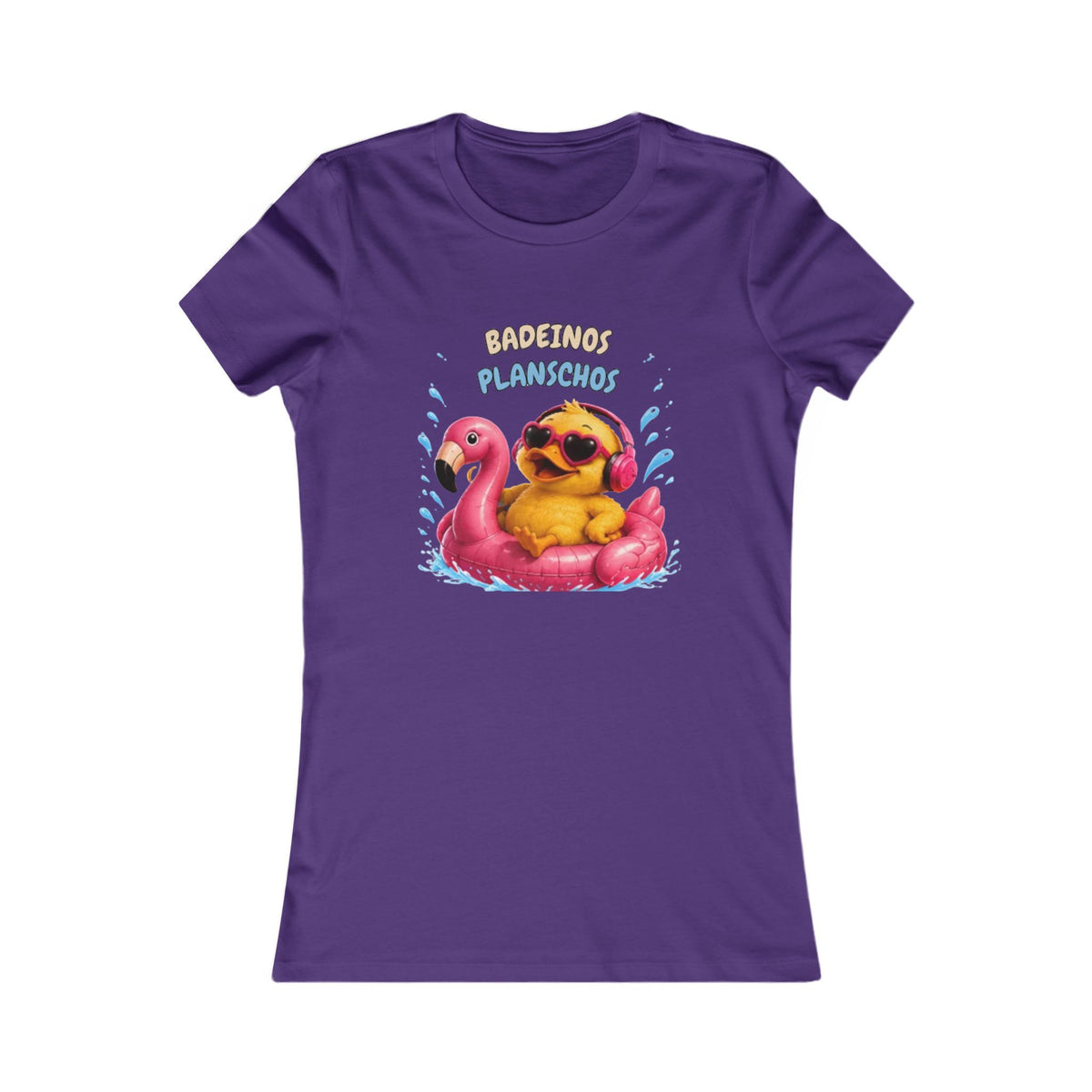 Badeinos Flamingos Damen T-Shirt | Lustige Ente im Flamingo-Schwimmring | Sommer Shirt | QuackWerk