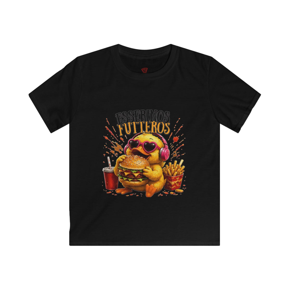 Fresserinos Futteros Kinder T-Shirt | Lustige Burger-Ente | Foodie Shirt für Kinder | QuackWerk