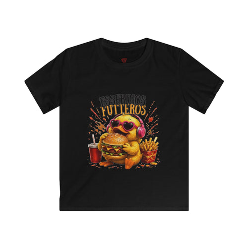 Fresserinos Futteros Kinder T-Shirt | Lustige Burger-Ente | Foodie Shirt für Kinder | QuackWerk