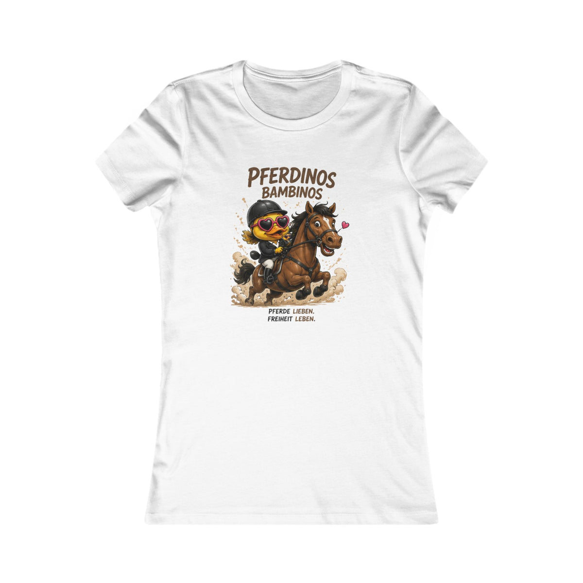 Pferdinos Bambinos Damen T-Shirt | Lustige Reiter-Ente | Pferde Shirt | QuackWerk