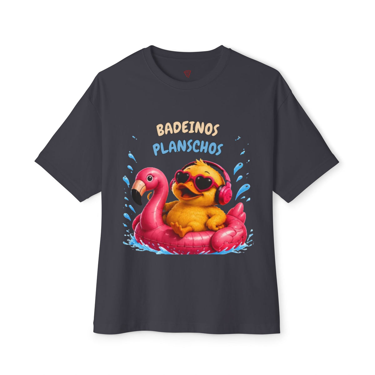 Badeinos Flamingos Oversized T-Shirt | Lustige Ente im Flamingo-Schwimmring | Sommer Shirt | QuackWerk