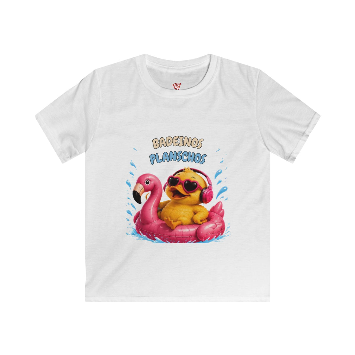 Badeinos Flamingos Kinder T-Shirt | Lustige Ente im Flamingo-Schwimmring | Sommer Shirt für Kinder | QuackWerk